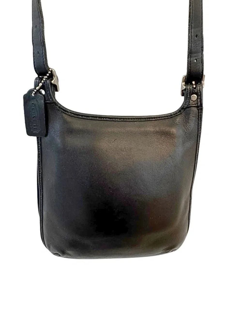 Vintage Coach Small Hippie Flap 2000 Bag Black Silver Leather 9135